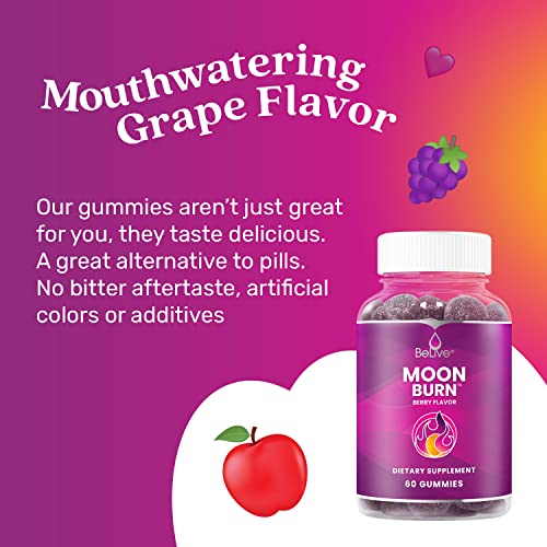 BeLive MoonBurn Nighttime Melatonin Gummies - 60 Ct | Formulated with Apple Cider BeLive Au supplements