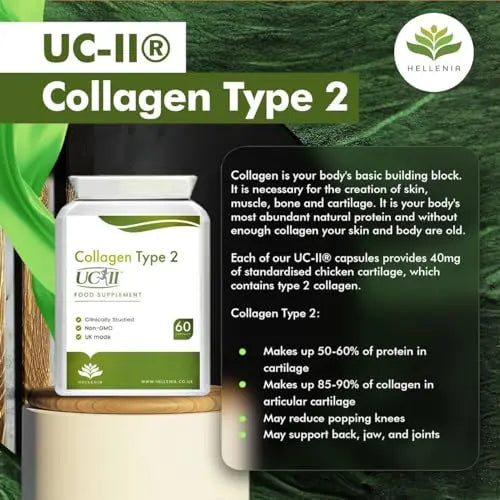 UC-II® Collagen Type 2-40mg - 60 Capsules | Joint Support | Manufactured in The UK Hellenia Au supplements