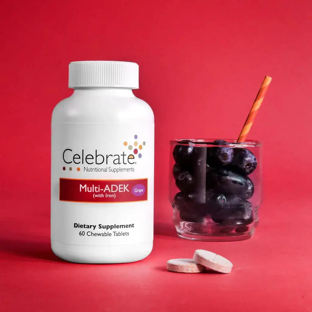 Celebrate Vitamins Multi ADEK Chewables, 60mg Iron - Daily Bariatric Multivitamin, Vitamins A, D, E, K & B12 for Duodenal Switch Surgery Patients Celebrate Bariatric Supplements Au supplements