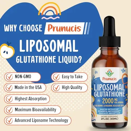 2000MG Liposomal Glutathione Liquid, 98% Absorption, Glutathione Liquid Supplement Prunucis Au supplements