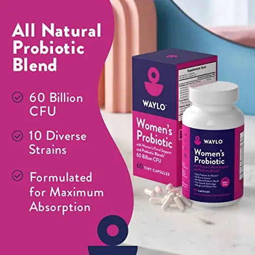Probiotics for Women | Easy to Swallow Tiny Capsule | with Prebiotics, 60 Billion CFUs Waylo Au supplements