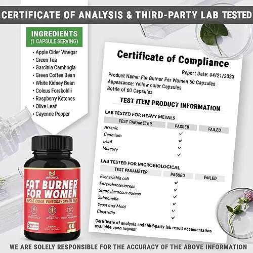 Fat Burner for Women, 9-in-1 Powerful Blend of Apple Cider Vinegar, Green Tea, Garcinia Cambogia BMVINVOL Au supplements