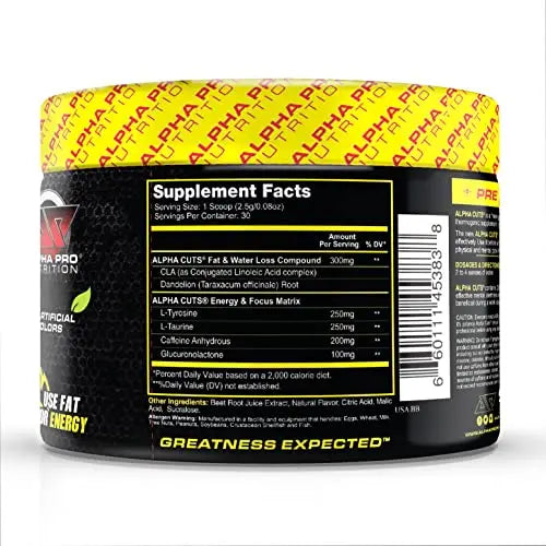 Alpha Pro Nutrition Alpha Cuts Fat Burner Thermogenic Men Women Pre Cardio Workout Alpha Pro Nutrition Au supplements