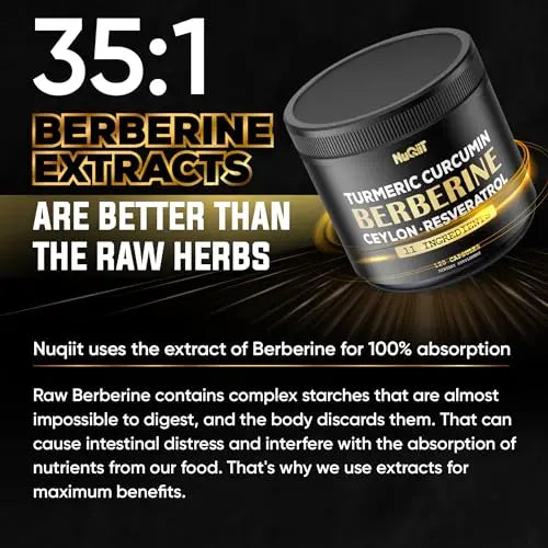 Berberine Supplement 14000mg Turmeric Curcumin 4500mg Trans-Resveratrol 4500mg Nuqiit Au supplements