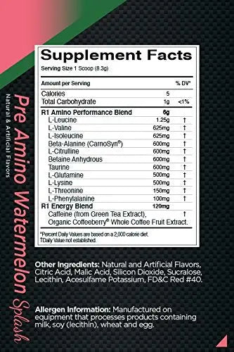 Rule 1 Proteins – Watermelon Splash, Anytime Energy Boost, R1 Pre Amino Acid Complex Rule 1 Proteins Au supplements