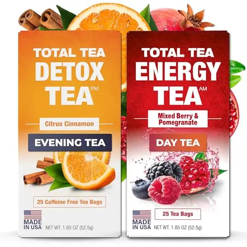 Total Tea Detox Tea & Energy Tea Set - 25 Day Detox Tea - Herbal SIim Tea Total Tea Au supplements