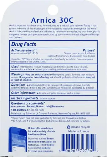 Boiron Arnica Montana 30C Homeopathic Medicine for Relief from Muscle Pain, Muscle Stiffness, Swelling Boiron Au supplements