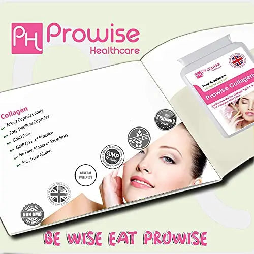 Marine Collagen Type 1 and Type 2 1200mg - 60 Capsules | UK Manufactured PH PROWISE Healthcare Au supplements