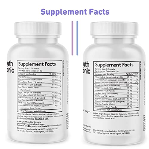 Youth & Tonic PMS & Menopause Bloating Relief Duo – Support for Puffiness, Hormonal Balance & Fluid Retention – Her Hormone Balance + Water Weight Away Natural Herbs for Women, 90 Capsules Youth & Tonic Au supplements