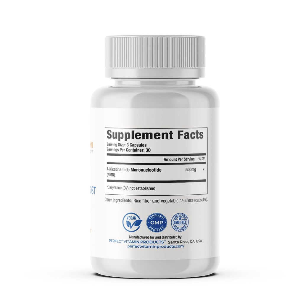 Perfect Vitamin Products NAD+ Cellular Boost – 500mg NMN Supplement for NAD+ Support, Cellular Energy, Brain Clarity & Anti-Aging – Longevity & Recovery Support – 90 Vegan Capsules (30 Servings) Perfect Vitamin Products Au supplements