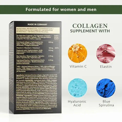 Collagen Capsules 820mg - 180 High Strength Capsules (3 Months Supply) SatinNaturel Au supplements