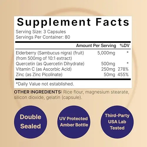 NatureBell Sambucus Elderberry Capsules, 5000mg Per Serving with Quercetin 500mg NatureBell Au supplements