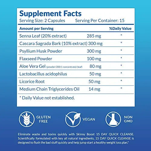 SkinnyBoost Fat Burn & 15 Day Quick Cleanse KIT-Vegan Capsules, Easy to Use: Detox SkinnyBoost Au supplements