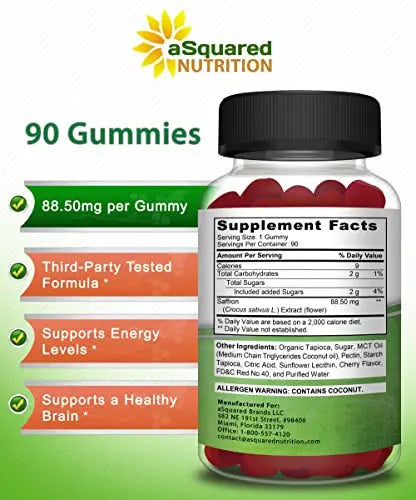 Saffron Gummies - Saffron Extract Supplement - Pure Gummy Supplements Alternative aSquared Nutrition Au supplements
