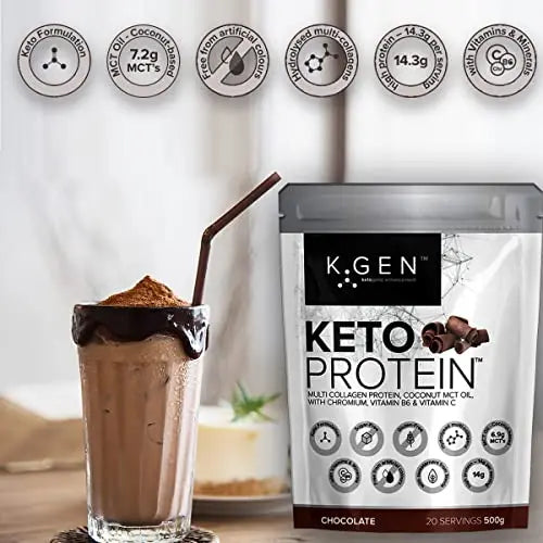 K-GEN™ Keto Collagen Protein Powder Natural Multi Collagen Chocolate Blend, Coconut MCT Vitamin C+B6 K GEN ketogenic enhancement Au supplements