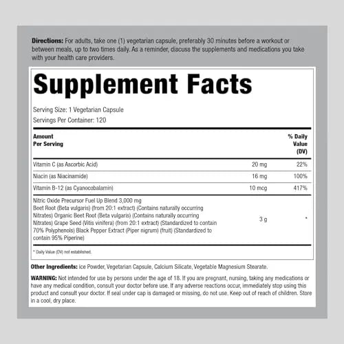 Fitness Labs Nitric Oxide Beet Root Capsules | with Nitrates | 120 Count | Nitric Oxide Fitness Labs Au supplements