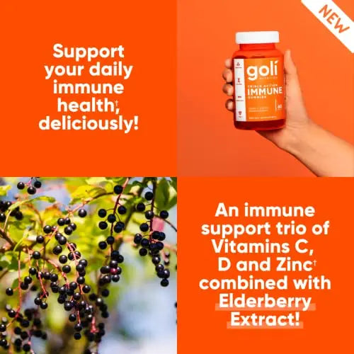 Goli Immune Vitamin Gummy - 60 Count - Elderberry, Vitamin C, D & Zinc, Vegan, Non-GMO Goli Au supplements