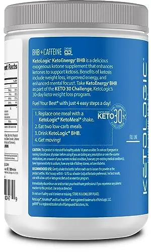 KetoLogic BHB KetoEnergy Exogenous Ketones Powder with Caffeine | Raspberry Lemonade Ketologic Au supplements