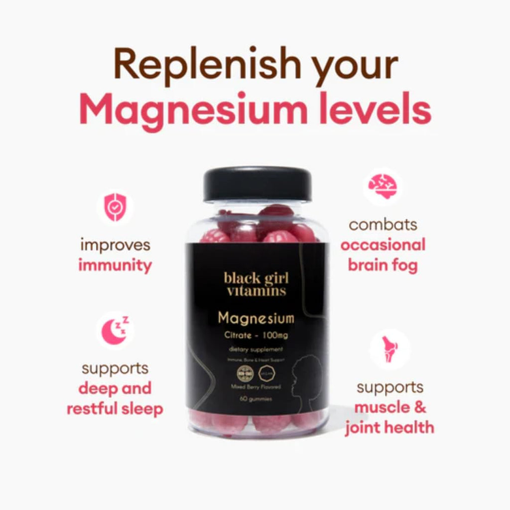 Black Girl Vitamins - Magnesium Gummies, for Sleep, Immunity, and Bone Support. Magnesium Citrate Supplement