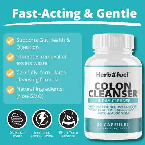 Herbafuel Colon Cleanse - Supports Detox, Gut Health, & Bloating Relief - Contains Herbs Herbafuel Au supplements