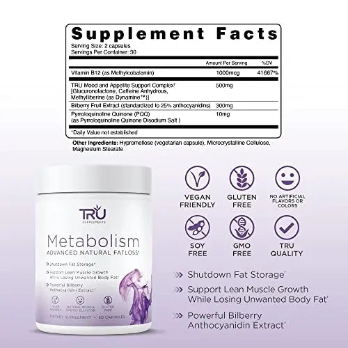 TRU Metabolism, Advanced Fat Loss, Fight Cravings, Boost Mood, No Jitters or Crash TRU Supplements Au supplements