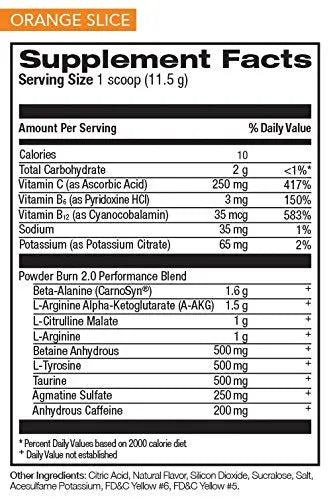 Powder Burn 2.0 Orange 35 Serving,14.24 Ounce Rivalus Au supplements