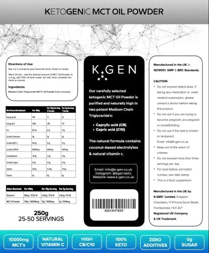 Keto MCT Oil Powder Pure Coconut MCT Keto Coffee Creamer | Premium Quality C8 Easily Absorbed & Digested K GEN ketogenic enhancement Au supplements