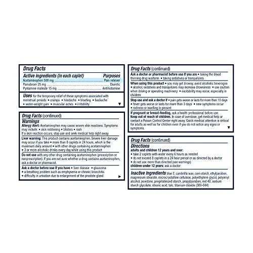 Pamprin Multi-Symptom Formula, with Acetaminophen, Menstrual Period Symptoms Relief including Cramps Pamprin Au supplements