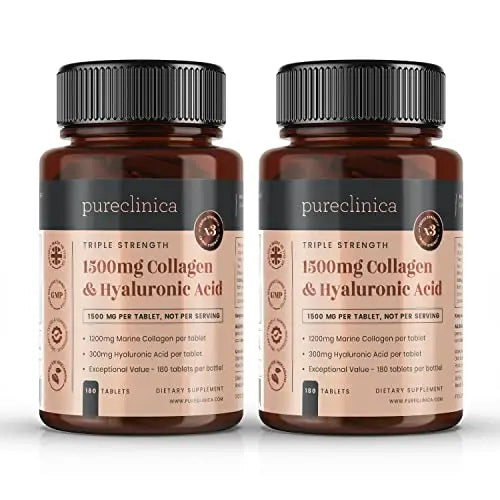 UltraColl Collagen & Hyaluronic Acid 1500mg x 360 Tablets (2 bottles of 180)-1 Years Supply Pureclinica Au supplements