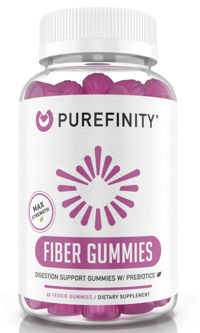PUREFINITY Fiber Gummies for Adults with Inulin FOS from Chicory Root, Sugar Free Prebiotic Supplement for Daily Digestion