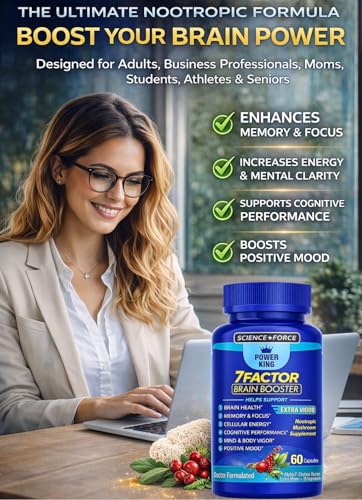 Brain Supplements for Memory & Focus - Nootropic Brain Health - Cognitive Performance, Clarity, Energy, Mental Vigor, Shilajit - Alpha Choline, Lion's Mane, Bacopa, 18 Premium Ingredients SCIENCE FORCE Au supplements