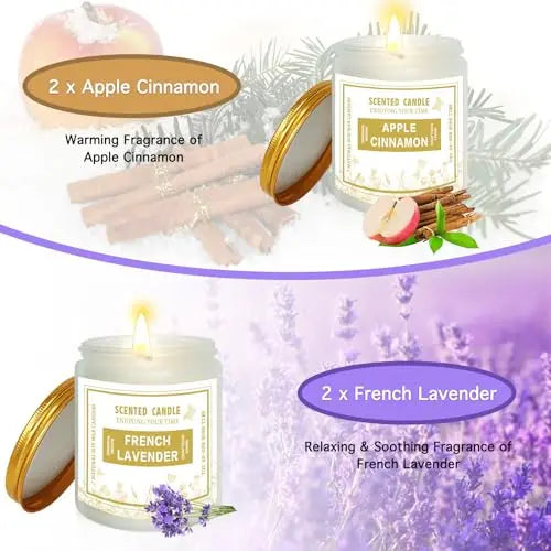 4 Pack Candles for Home Scented, Lavender & Cinnamon Candles Gifts for Women, 28 oz 200H Long zsaltt Au supplements
