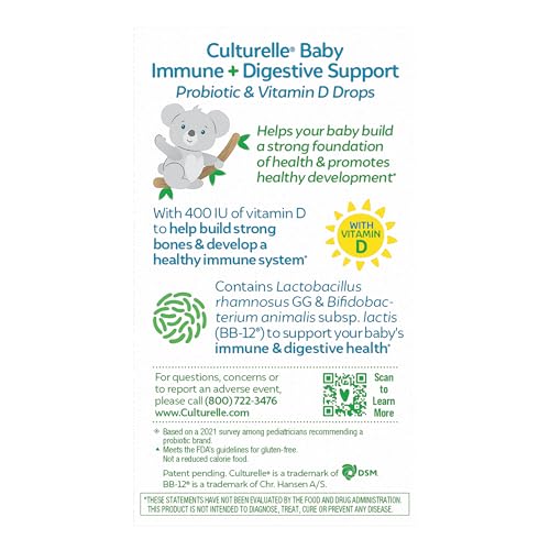 Culturelle Baby Probiotic Drops + Vitamin D, Immune & Digestive Health Support for Babies, Infants & Newborns 0-12 Months