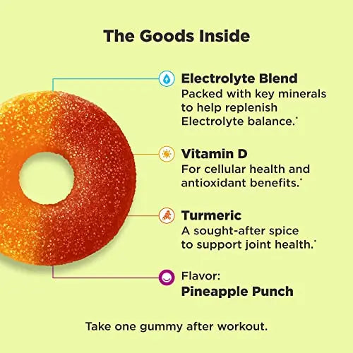 OLLY Post-Game Recover Workout Gummy Rings, Vitamin D, Turmeric, Electrolytes, Pineapple OLLY Au supplements