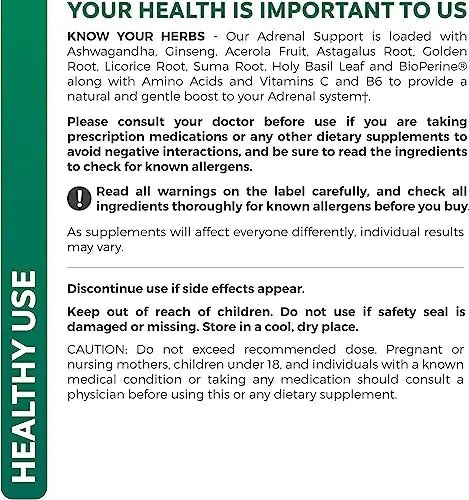 Adrenal Support & Cortisol Manager (Non-GMO) Powerful Adrenal Health with L-Tyrosine Healths Harmony Au supplements