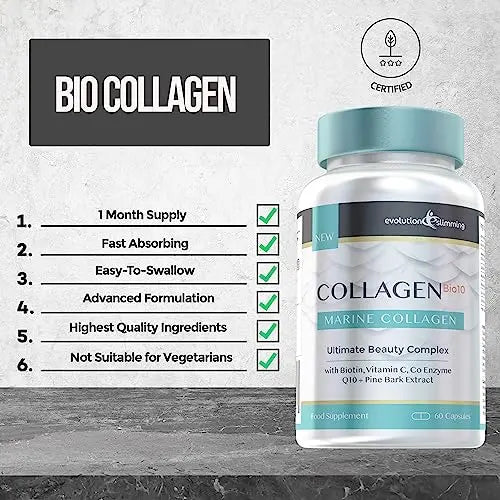 Collagen Bio-10 with Marine Collagen, Biotin & Co-Enzyme Q10 (60 Capsules) Evolution Slimming Au supplements