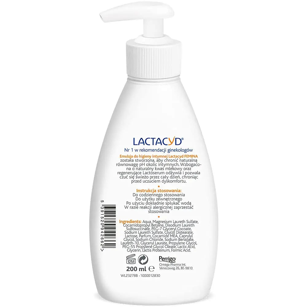 Lactacyd Femina Emulsion for Intimate Hygiene 200 ml Lactacyd Au supplements