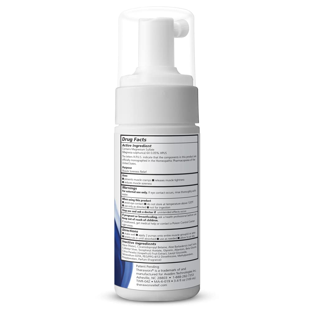 THERAWORX Relief Fast-Acting Foam for Leg & Foot Cramps and Muscle Soreness, 3.4oz Travel Size Theraworx Au supplements