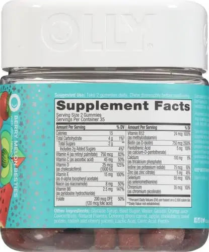 OLLY Teen Girl Multi Gummy, Healthy Skin and Immune Support, 15 Essential Vitamins, Biotin, Zinc, Calcium, Chewable Multivitamin OLLY Au supplements