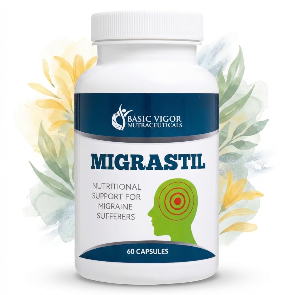 Basic Vigor Migrastil Migraine Support Capsules. Feverfew, Magnesium, Taurine & Vitamin B1 for Migraines Natural Supplement. Made in The USA. Vegan and Gluten Free. Basic Vigor Au supplements