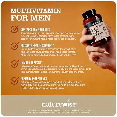 NatureWise Multivitamin for Men - Daily Male Support - Minerals & Herbs for Energy, Performance, Immunity - with Vitamin A, C, D, B-Complex NatureWise Au supplements