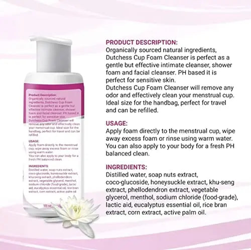 Dutchess Menstrual Cup Foaming Cleanser (3.4 oz) - Suitable for Silicone Menstrual Cups DUTCHESS Au supplements