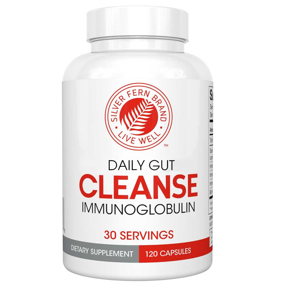 Silver Fern Cleanse - Daily Gut - 1 Bottle - 120 Capsules - 30 Day Supply - Immunoglobulin G, A & M -(IgG, IGA, IgM) - Postbiotic Silver Fern Au supplements
