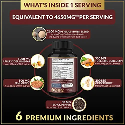 BMVINVOL Psyllium Husk Fiber Supplement 4650mg - Apple Cider Vinegar, Fenugreek BMVINVOL Au supplements