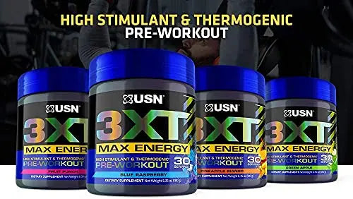 USN 3XT Max Pre-Workout Supplement Drink Mix Powder for Energy, Endurance and Pump USN Au supplements