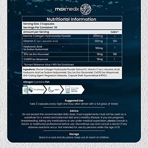 Marine Collagen Capsules 1455mg - Naticol Type 1 Collagen Supplements for Women & Men maxmedix Au supplements