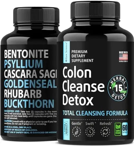 Colon Cleanse - Detox, Digestive Health, Psyllium Husk, Aloe Vera, Bentonite Clay, Acidophilus Probiotic S RAW SCIENCE Au supplements