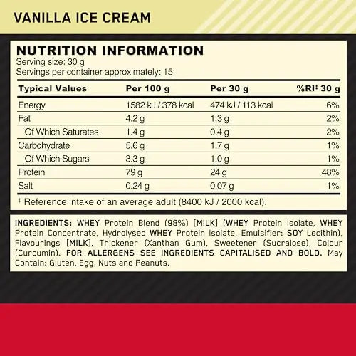 Optimum Nutrition Gold Standard 100% Whey Muscle Building and Recovery Protein Powder Optimum Nutrition Au supplements