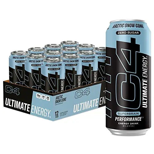 C4 Ultimate Sugar Free Energy Drink 16oz (Pack of 12) | Arctic Snow Cone | Pre Workout Cellucor Au supplements