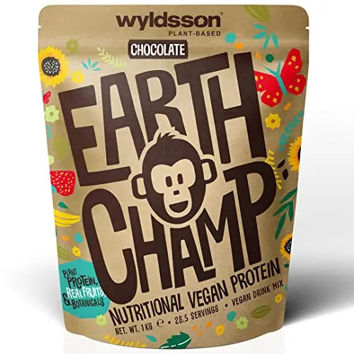 Vegan Protein Powders (1kg) - 28 Servings - EarthChamp by Wyldsson - Plant Based Chocolate Wyldsson Au supplements